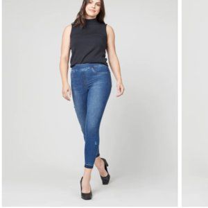 Spanx Distressed Medium Wash‎ Cropped Skinny Jeans